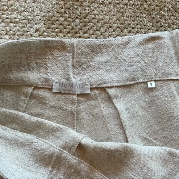 NoMad By Alina Mira Handwoven Hemp Beige Linen Pants- Size S